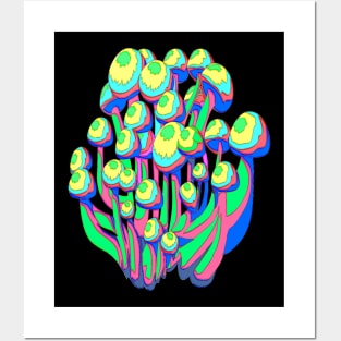 Colorful Mushroom Cluster Bouquet Posters and Art
